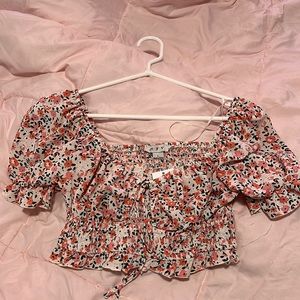 Fab’rik Floral Puff Sleeve Cropped Top